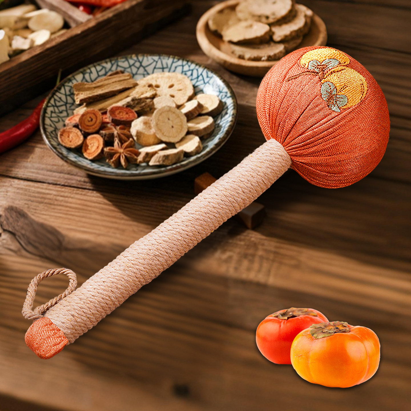 柿事如意艾草锤子亚麻养生按摩捶手工制作旺运实用型新年伴手礼物,淘宝优惠券,粉丝福利购,淘宝优惠卷