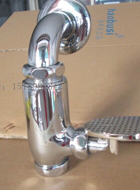 BY铜立式脚踏冲洗阀 蹲便器大便冲水阀直筒脚踏阀冲水器 延时阀