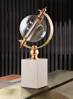 轻奢大理石水晶地球仪摆件创意家居客厅酒O柜书房办公室装饰品