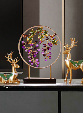 紫水晶葡萄进门玄关摆件客厅酒柜电视柜I轻奢高档招财鹿家居装饰