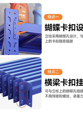 家用货架角钢仓储展示阳台置物架多层落地蓝色超市仓库储物铁架子