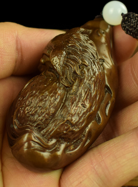 黄铜紫铜a实心九尾狐手把件祥瑞兴旺把件男女随身文玩工艺品收藏