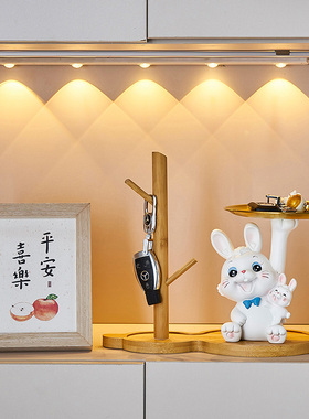 可爱钥匙收纳托盘置物架u玄关入户进门口客厅装饰乔迁礼品