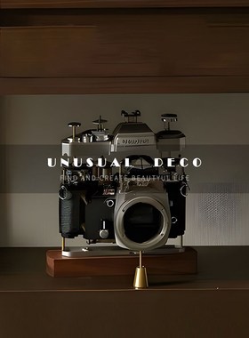 S 轻奢a样板间书房书架相机摄影主题书靠动物马饰品摆件