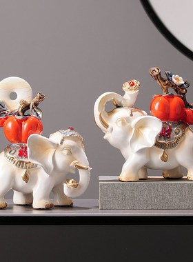 事事如意招财大象l摆件柿子玄关客厅电视柜创意家居装饰品轻奢高