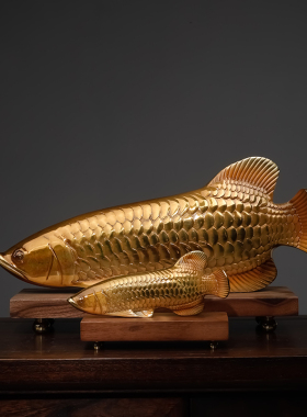 书房桌面招财铜鱼m摆件客厅玄关酒柜装饰品乔迁新居开业礼品