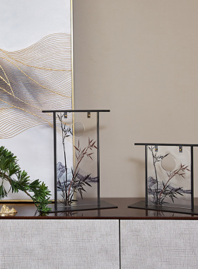 新中式创b意竹子摆件客厅书房玄关摆设禅意家居装饰品乔迁新居礼