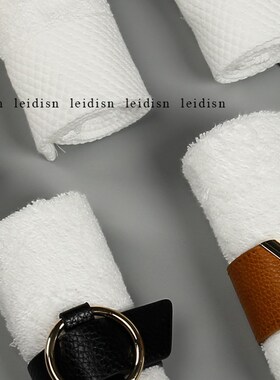 样板房洗手间仿大理石纹毛巾扣卡其皮扣L洗手台浴室软装饰品摆件