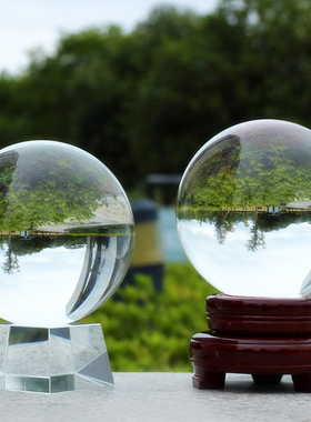 白色水晶球摆件透明圆球紫黄色水晶玻璃球客M厅办公桌玄关家居装