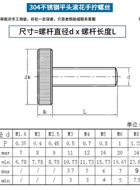 304不锈钢平头滚花手拧螺丝GB835大头调节螺钉m3m4m5m6 6折