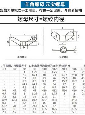 304不锈钢羊角螺母 蝶形螺母环型丝帽大耳朵手拧元宝螺丝帽