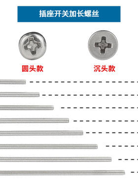 开关面板加长螺丝插座底座安装固定圆头螺钉86型4/5公分/6/8/10CM