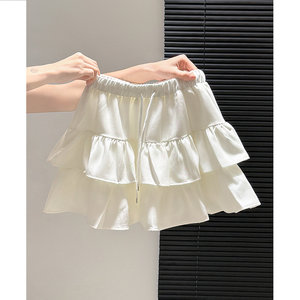 拉夏贝尔荷叶边蓬蓬半身裙女春夏2026新款高腰a字芭蕾风蛋糕短裙