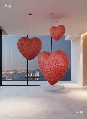 玻璃钢心形悬浮店摆件庭院酒爱件婚姻现场布置t$*&lznl心装饰摆品