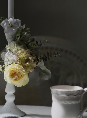 森得源新款品铁艺烛台is法式白烛台家居饰品田园风烛台A0Y683/84