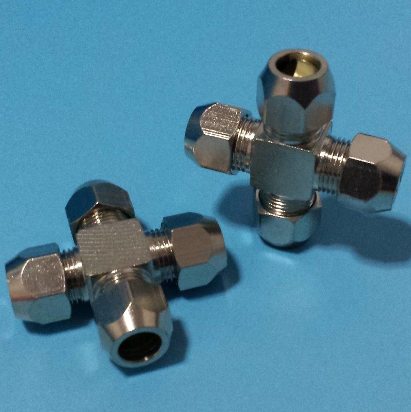 铜卡套四通十字卡套四通铜管油管金属管卡套接头4 6 8 10 12mm,淘宝优惠券,粉丝福利购,淘宝优惠卷