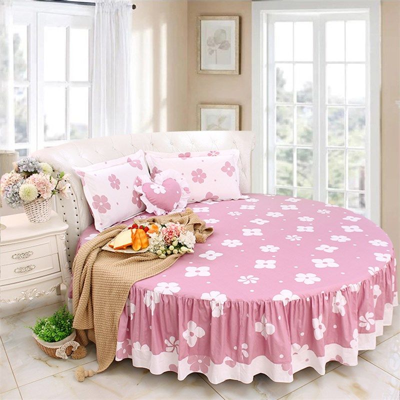 浅色简单花型全棉圆床床品四件套清爽纯棉圆床单圆被套圆形床套件,淘宝优惠券,粉丝福利购,淘宝优惠卷