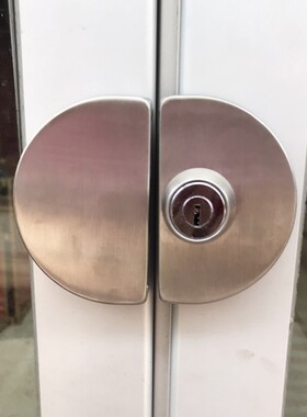 店面免打孔玻璃门锁铝合金不锈钢木门单双开门推拉移门趟钩锁带框