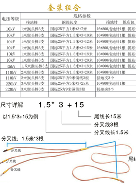 高压接地线接地棒户外接地棒10kv接地线25kv地线接挂钩螺旋压紧式