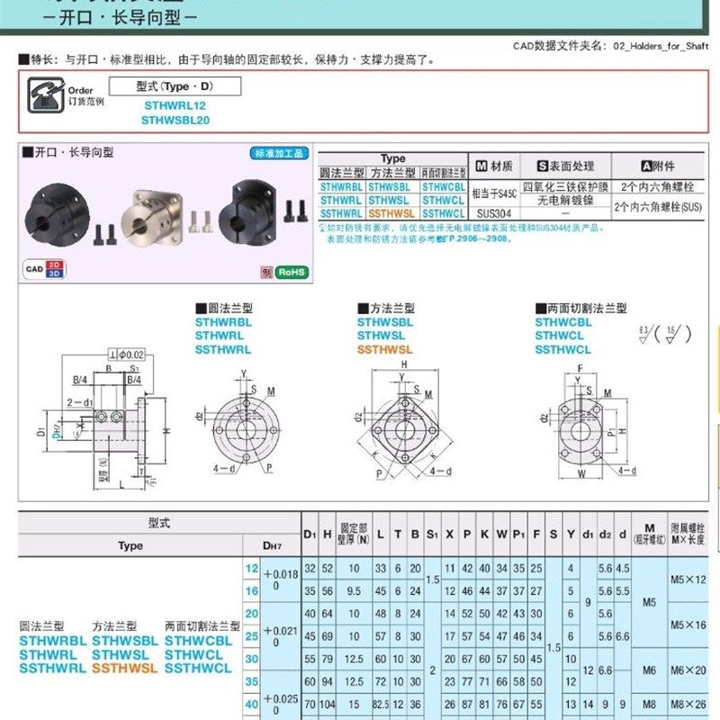 钢制法兰型导向轴支座加长型光轴支架固定座STHWCBL/STHWRBL12-50,淘宝优惠券,粉丝福利购,淘宝优惠卷