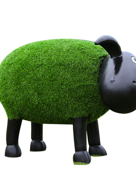 花园庭院装饰户外卡通动物玻璃钢雕塑草坪园林景S观草皮植绒羊摆