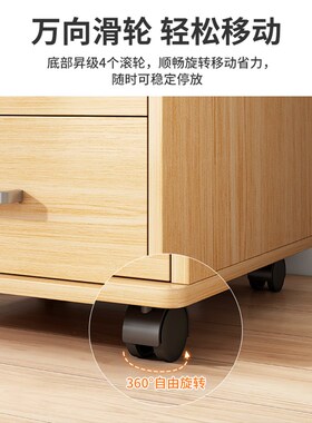 床头柜简约现代小型床头柜出租房用床头柜带锁轮卧室小柜子储物柜