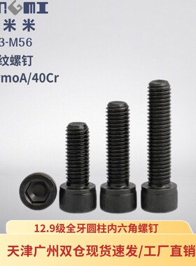 12.9级内六角螺钉圆柱头螺丝内六方加长全牙内六角大内六角M4-M56