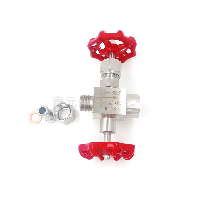 304J19W压力表针型阀仪表阀G1/2-M20*1.5三通针型阀压力表阀排气 - 图1