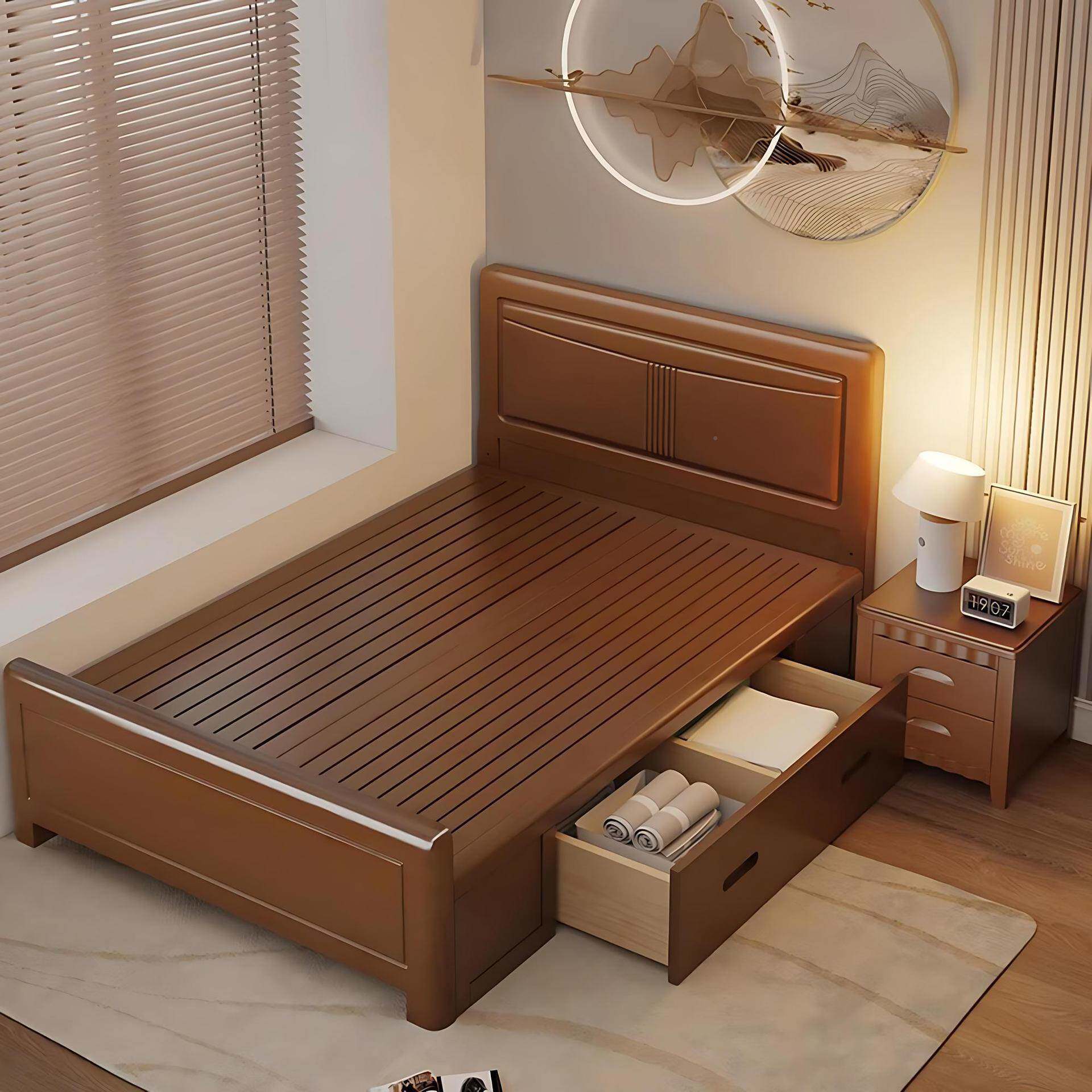 单人木床1米儿童床1.2ZZK米人床1.35米储物床1.5米次老床1卧.8米 - 图0