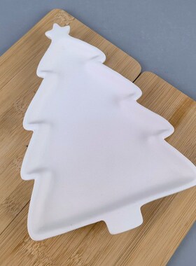 素胚圣诞造型盘子diy素坯绘画陶艺陶瓷白瓷盘国画彩绘白色涂鸦盘