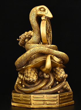 玄武摆件纯铜龟蛇霸下龙龟神兽客厅门店桌面装饰大号灵兽金钱瑞兽