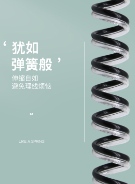 双排PU弹簧管空压机软管吹气管气泵高压螺旋风管伸缩软管黑色透明