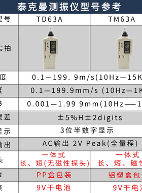 泰克曼TM63A/TD63A测振仪振动仪机械故障检测仪测振表震动测试仪