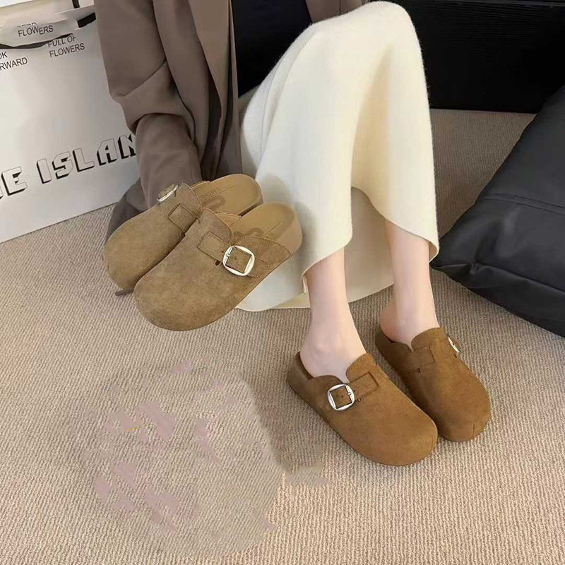 勃肯鞋女半拖2025秋季新款厚底复古学院风一脚蹬懒人外穿包头拖鞋,淘宝优惠券,粉丝福利购,淘宝优惠卷