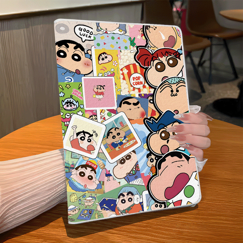 【360°旋转皮套】蜡笔小新适用于ipadair6保护壳ipad9露标2025pro11横竖支撑mini4/5创意卡通可爱防摔ipad11 - 图0