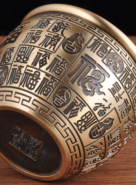 全铜百缸a摆件铜水缸聚宝盆百米缸家居客厅玄关装饰品乔迁礼品