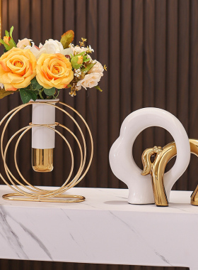 抽象艺术摆件卧室客厅玄关酒柜电视F柜装饰品儿女双全寓意好物