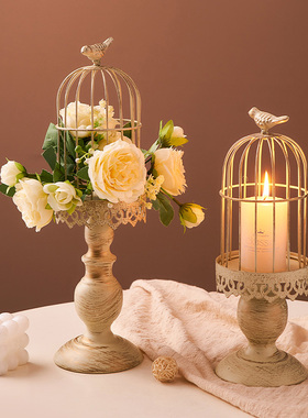 欧式复古c烛台底座摆件轻奢高级感家用法式浪漫烛光晚餐氛围感装