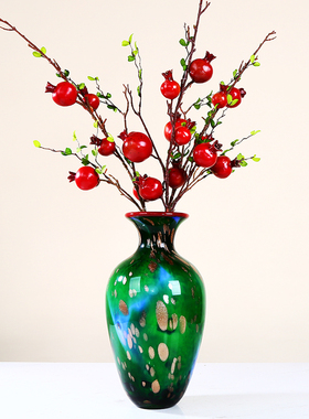 绿色鎏金琉璃花瓶轻奢客厅样板房玄关角几电视柜X装饰餐桌摆件