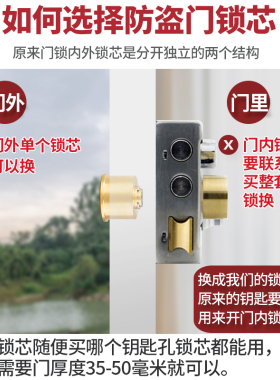老式锁心芯家用通用型防盗门锁铜芯锁具大全配件室外大门铁门外装
