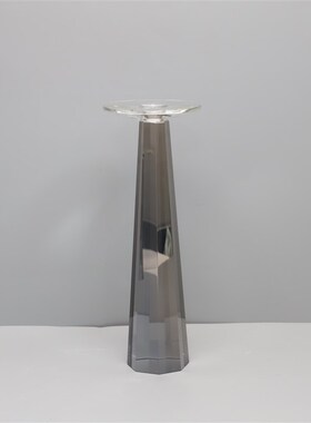 新中式烟灰色水晶烛台p摆件样板房售楼部卧室书房客厅桌面软装饰