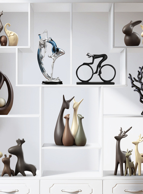 客厅轻奢北欧欧式家居饰品摆设电视柜L酒柜鹿装饰玄关小摆件