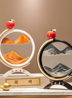 招财鹿流沙画沙漏摆件轻t奢高档家居客厅酒柜电视柜办公室桌装饰