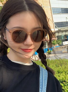 丁走走/时尚复古圆形磨砂墨镜女日系街拍夏季时尚户外遮阳眼镜男