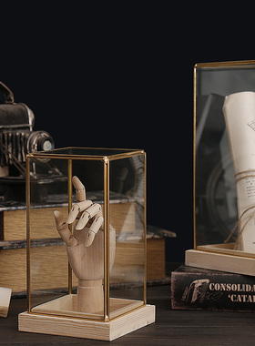 北欧轻奢黄铜玻璃展示盒博古架玄关书房客厅办公室陈W列装饰品道