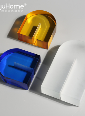 简约轻奢彩色水晶m摆件创意拱形书挡书房客厅样板房软装饰摆设