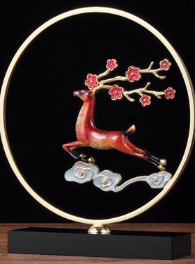 彩铜鹿摆件中式创意鹿工艺品家居客厅卧室装饰U品乔迁新居礼品