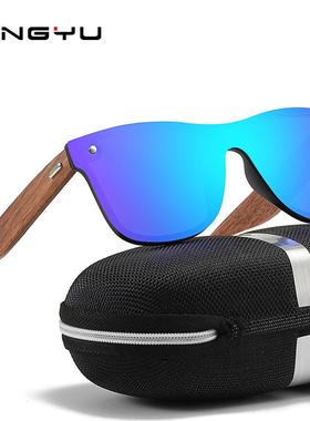 镜太阳偏光墨镜眼镜新款款高档炫彩运动骑行竹木2022男女风面一体