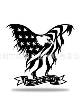 跨境墙饰金属墙艺术白头鹰旗美国铁艺鹰旗墙挂壁饰秃鹰旗帜壁挂