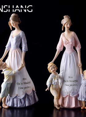 欧式温馨亲情母子摆件p 妈妈和孩子家居装饰品摆设 母亲节结婚礼